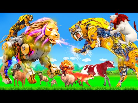 सफेद शेर रोबोट vs शैतानी शक्तियों वाला बाघ रोबोट Safed Sher Robot vs Tiger Robot vs White Lion Story