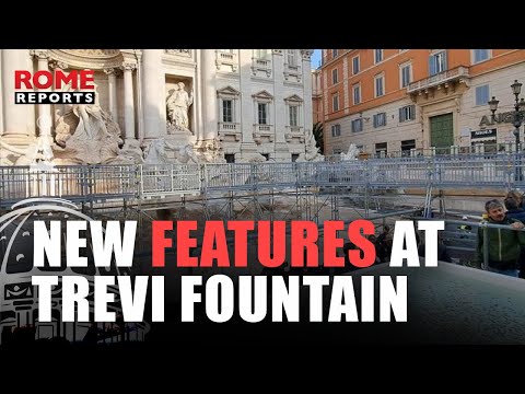 A footbridge and pool for coin tossing are being installed at the Trevi Fountain