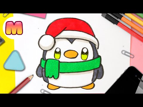 Cómo Dibujar un Pingüino Navideño Kawaii Paso a Paso 🐧 | Tutorial Fácil para Principiantes 🎨