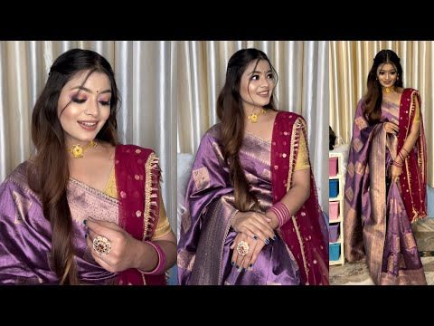 इस शादी के सीज़न में बैंगनी रंग की साड़ी के साथ कैसे करें मेकअप || How To Do Wedding Guest Makeup 💜