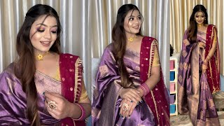 इस शादी के सीज़न में बैंगनी रंग की साड़ी के साथ कैसे करें मेकअप || How To Do Wedding Guest Makeup 💜