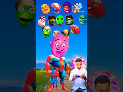 Fat spider man vs dami tu cosita alian & hulk head matching challenge & motu Patlu ??#viral #shorts