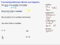 Translating Words into Algebraic Expressions
