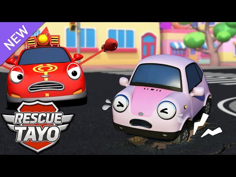 ポットホールに落ちた車を助けよう！ l スーパーフックレッキー！ l 子供向けアニメ l 🚨レスキュータヨアニメ l ちびっこバス タヨ