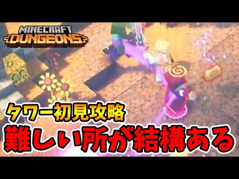 タワー初見攻略！難しい場所が多いので注意してください！【マイクラダンジョンズ】【naotin】