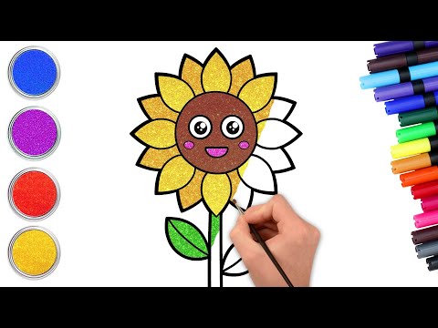 ✏️How to Draw Easy Sunflower🌻 | Step by Step Drawing and Coloring for Kids | Chiki Art Hindi