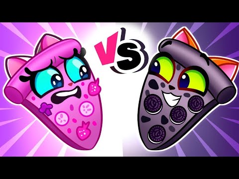 Pink VS Black Pizza Challenge 🍕 Learn Colors 🌟 Baby-Kids Cartoon by Purr-Purr Stories