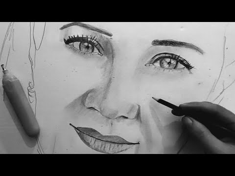 learn to draw a girl's face, with light and dark shades.  realistic Drawing for beginners