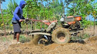 Dry Topsoil Processing Using Hand Tiller Tractor