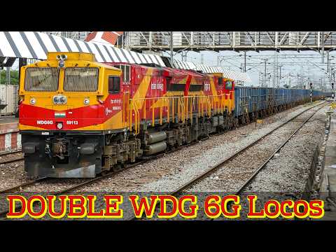 Double WDG 6G locos with an EMPTY FREIGHT Train !! Gadag Junction | Indian Railways