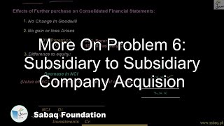 More On Problem 6: Subsidiary to Subsidiary Company Acquision