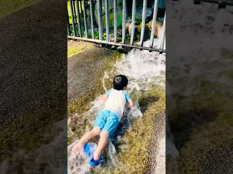 【きもち〜たのし〜☀️じゃぶじゃぶ池で水遊び！】#遊び #公園 #kidsplay #water #river #shorts #youtubeshorts サムネイル