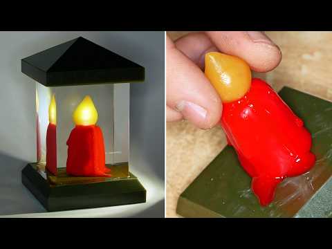 Halloween lighted Lantern. Night Lamp from Epoxy Resin