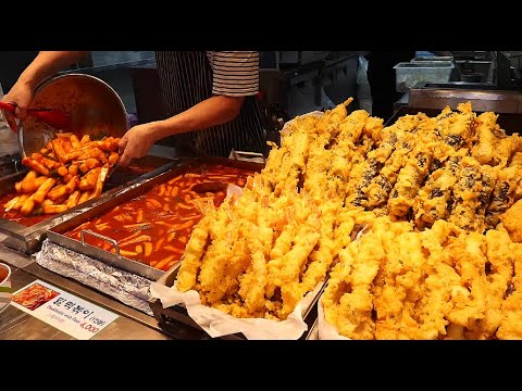줄서서 먹는 남대문 애니떡볶이,몸짱 떡볶이,전통시장 떡볶이/Spicy tteokbokki, fried food, sundae, fish cake/korean street food