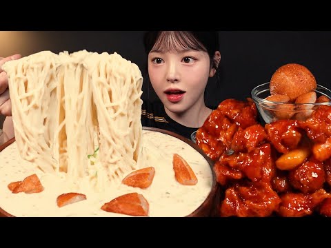 SUB)요청폭발! 시원한 콩국수에 꾸덕바삭 닭강정 먹방 매운김치까지 한식 꿀조합 리얼사운드 Chicken & Cold Bean-Soup Noodles Mukbang Asmr