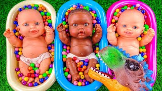 4 Minutes Satisfying Video | Mixing Funny Candy ASMR & Make Up in 3 Bathtubs with Magic M&M's Slime