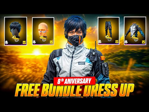 FREE FIRE 8TH ANIVERSARY FREE BUNDLE GOD LEVEL DRESS UP || NO TOP UP DRESS UP || MAD HYPER GAMING