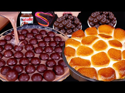 ASMR S'MORES DIP DUBAI CHOCOLATE ICE CREAM MALTESERS NUTELLA DESSERT MUKBANG 먹방 咀嚼音 EATING SOUNDS