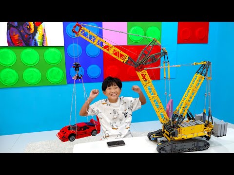 예준이와 예성이의 블럭 조립놀이 크레인 만들기 Build Color Block Crane Toy