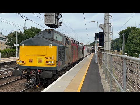 ROG 37611 idles through Ipswich dragging failed Greater Anglia 745103 working 5P99 11/7/22