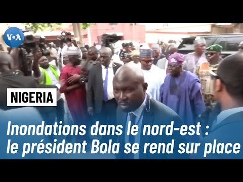 Le président nigérian Bola Ahmed Tinubu au chevet des déplacés des inondations à Maiduguri