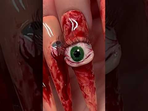 Creepy Eye Nail Art – Horror Vibes! 👁️/Bộ Nail Con Mắt Kinh Dị – Cực Rùng Rợn! #nail #shorts