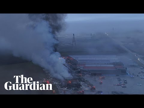 YouTube video thumbnail: Aerial Footage Shows Aftermath of Fire at Greek Biscuit Factory That Left Four Dead