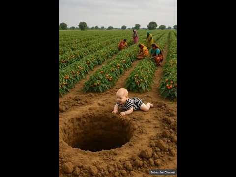 Cute baby falls into a pit and is saved by the rescue team 😭#ai #baby #cutebaby #team