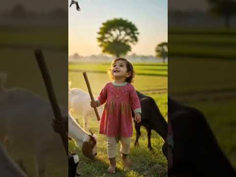 A little girl life in village, Ai generated short video clip,# #shortfilm #villagelife #story #