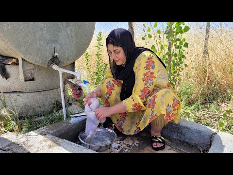 Cooking Local Chicken With Butter and pomegranate sauce: Making a Clay Oven by Rural Family