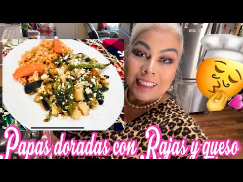 Papas Doradas Con Rajas y Queso #envivo  #cocina #delicious #foryou