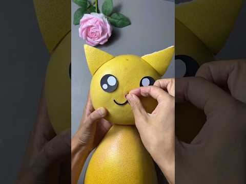 জাম্বুরা দিয়ে তৈরি বিড়ালের মূর্তি – মজার DIY ফলের কারুশিল্প#shorts