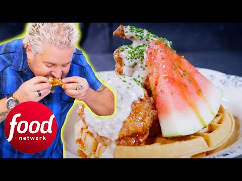Guy Is DYING To Try This Southern Chicken And Waffle Dish | Diners, Drive-Ins & Dives