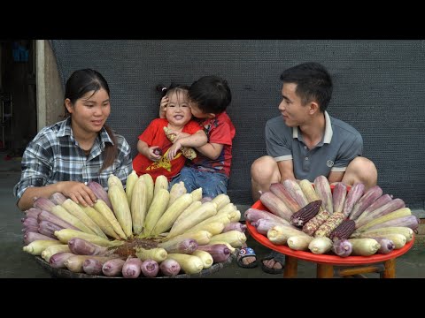 Harvest purple sticky corn, boil it and sell it to the whole village, the family's daily life