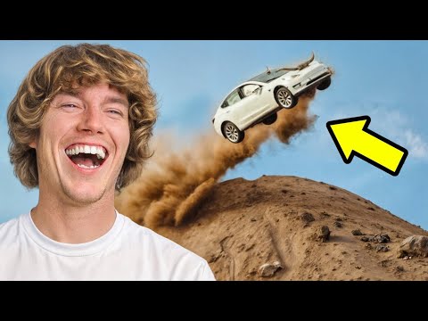 Launching My Tesla Off A Cliff!