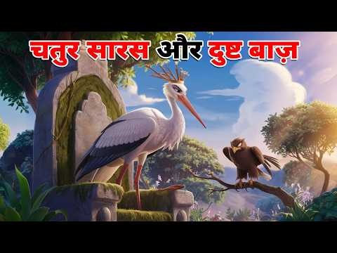 चतुर सारस और दुष्ट बाज़ | CHATUR SARAS AUR DUSHT BAAZ KI KAHANI | HINDI MORAL STORY | HINDI KAHANI