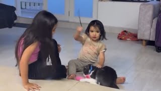 Los Feria, la mascota de la hermana ya se encuentra muy querida por Salomé y Isabella😍🥰❤️