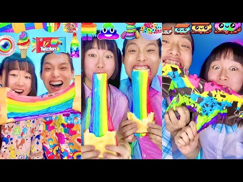 Rainbow Cheese Emoji Food Challenge ASMR Compilation! 🥵 marshmallow(Part1)