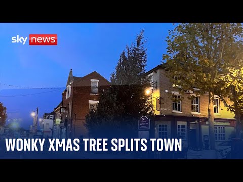 Cambridgeshire town split over 'wonky' Christmas tree