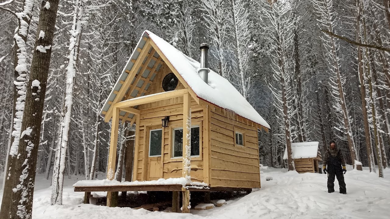 BUILDING a Small Cabin in the WOODS (COMPLETE BUILD)