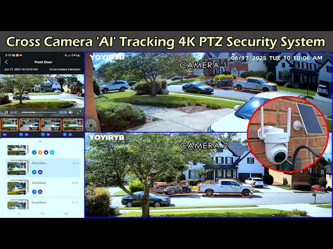 Cross Camera 'AI' Tracking 4K PTZ Security Camera System | YOYIRYB