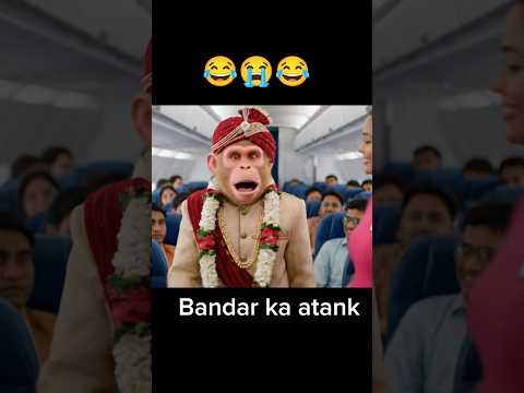 The monkey ran away in the plane dressed as a groom, someone should marry a monkey 😂 #bablu #ai