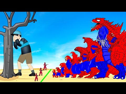 Evolution Of SPIDERMAN GODZILLA & KONG, SHIN Playing Squid Game Season 3 Animation | 어몽어스 오징어 게임 3