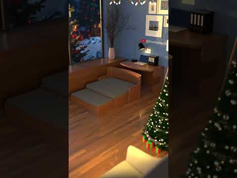 Solid wood multi-functional sofa bed design#FurnitureDesign#ModernFurniture#SmartFurniture