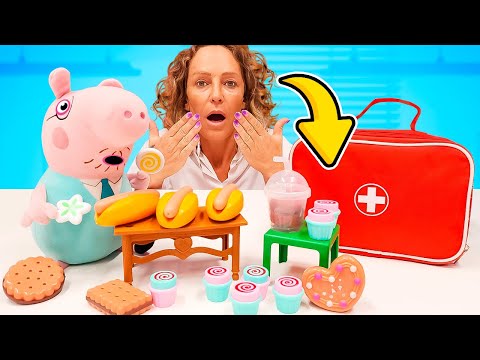 Spielzeug Video für Kinder mit Peppa Wutz und Nicole. Papa Wutz geht es schlecht