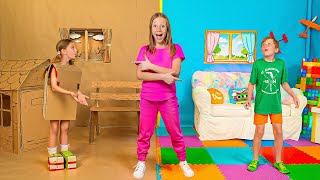 Nastya and the Mysterious Cardboard Toys and House Challenge for Kids