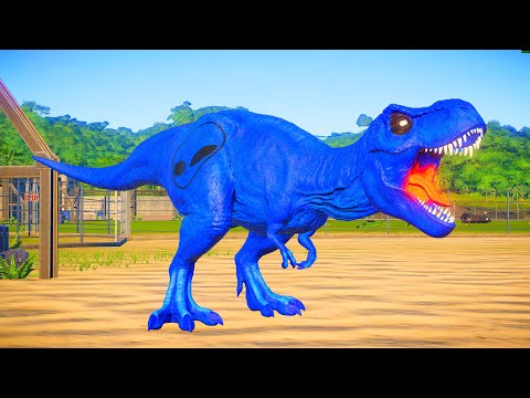 TIRANOSSAURO REX AZUL vs DINOSSAUROS dos HEROIS | Jurassic World Evolution 🌎 Jogo de Dinossauro