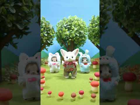【シルバニア】🍄なかよしペアセット-きのこ・お花の刺しゅう-🌸〈公式〉#shorts #シルバニアファミリー #miniature