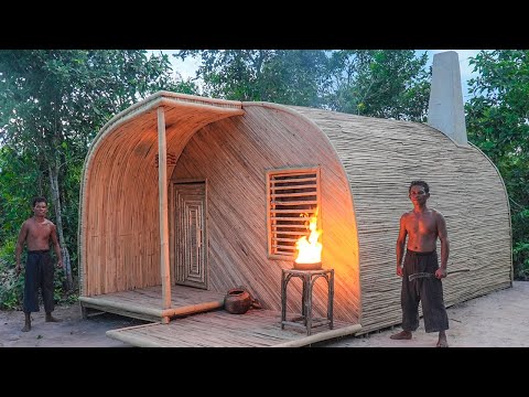 2 Man Complete Bamboo Shelter House, Most Bed Fireplace Next Swimming Pools