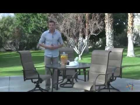 Del Rey Deluxe Padded Sling Rocker Patio Dining Set -...